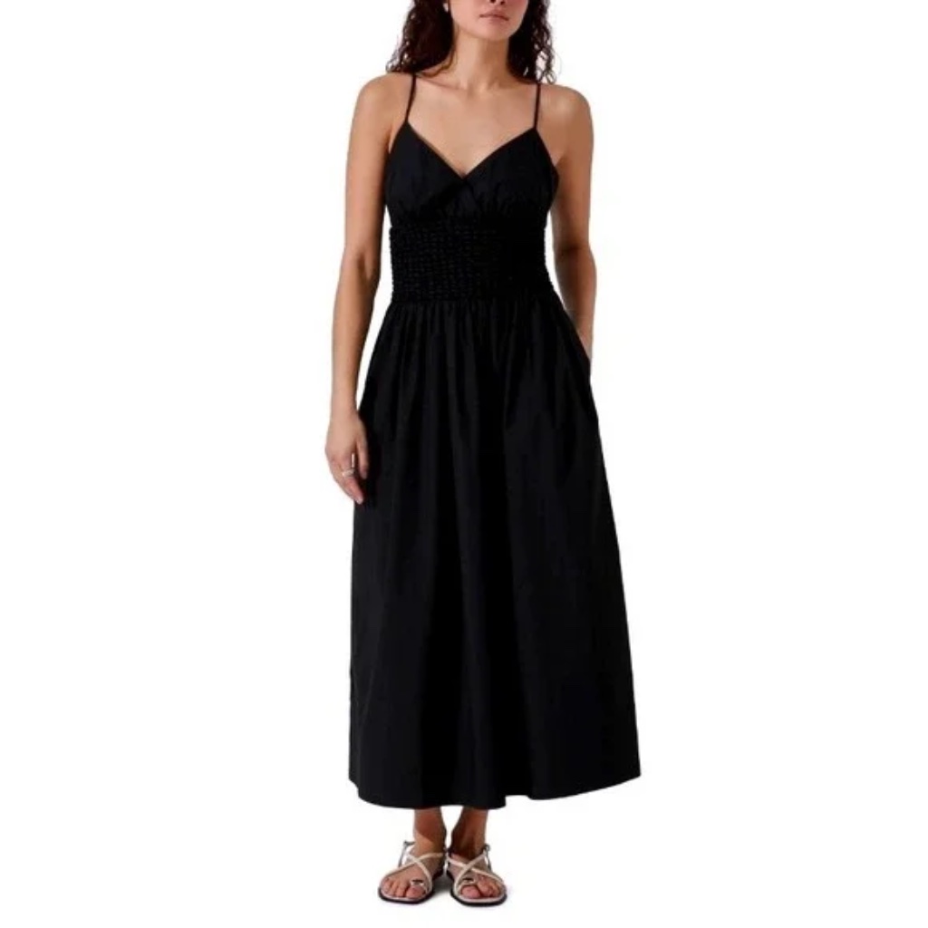 Astr The Label Popcorn Waist Cotton Midi Dress - Nwt